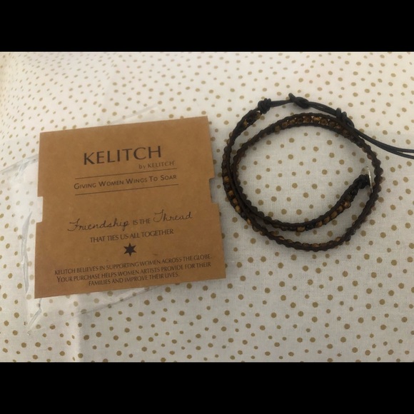 NIP Kelitch Tiger Eye Wrap Bracelet with silver color closure - Picture 4 of 6
